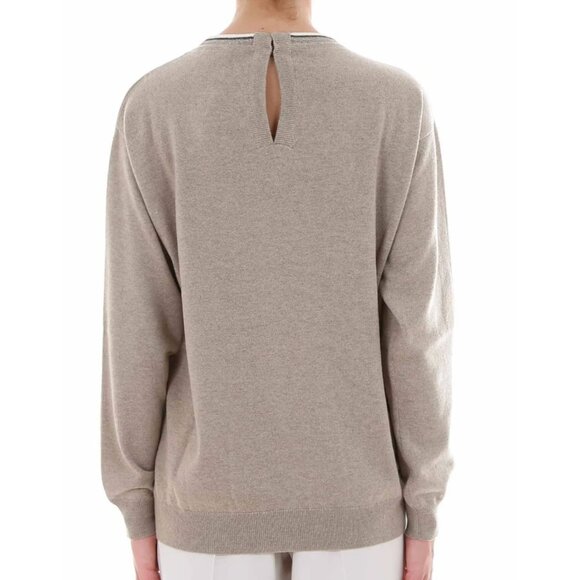 Brunello Cucinelli Brass Insert Soft 100% Cashmere Cream Sweater-sz Small - Picture 3 of 16